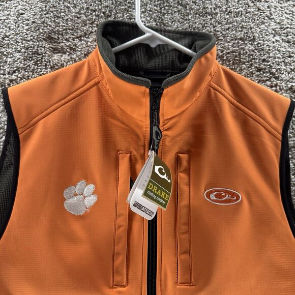 Clemson Tigers Vest Mens Medium Orange Drake Waterfowl Full Zip Outdoors Hunting - Picture 2 of 11